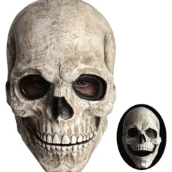 Herre Skull Maske, Voksen Skull Maske, Horror Maske med Bevægelig Kæbe, Dekoration, Skull Maske (Grå)