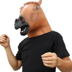 Hest Maske Party Kostume Hest Hovedmasker til Voksne Mænd Maskerade (Brun)