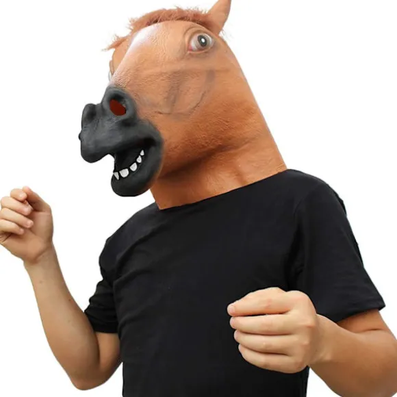 Hest Maske Party Kostume Hest Hovedmasker til Voksne Mænd Maskerade (Brun)
