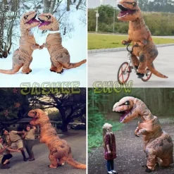 Hett! 2025 Oppustelig T-Rex Dinosaur Kostume Halloween Kostume Udklædning til Voksne (Brun)