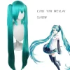 /HH/Hatsune Miku Paryk Cosplay Fest Parykker med 2 Hestehaler Lange Glatte Parykker Halloween Karneval Rekvisitter, CJY