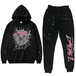 High Street Spider Hoodie Spider Print Halloween Y2k Vinter Hoodie Og Bukser Unisex Pullover Ny Halloween Fritids Hoodie Black XS