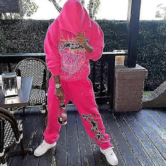 High Street Spider Hoodie Spider Print Halloween Y2k Vinter Hoodie Og Bukser Unisex Pullover Ny Halloween Fritids Hoodie Black XS