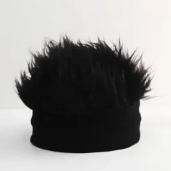 Hip Hop hue til mænd med imiteret hår, sort strik Black+Coffee