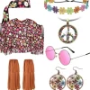 Hippie Halloween Kostumesæt Tie-Dye Kappe Kostume - Blomstret