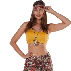 Hippie Kostume Sæt Med Solbriller, Pandebånd, Halskæde Og Øreringe Til 60'erne Og 70'erne Festtøj