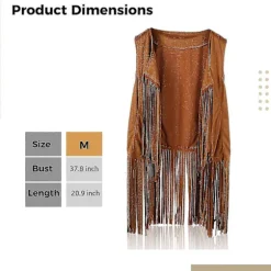 Hippie Kostumesæt, 60'er 70'er Kvinder Hippie Kostume Tilbehørssæt, Inkluderer Kvaster Vest & Boho Hårbånd & Kvaster Øreringe & Solbriller, Ærmeløs Frynse | Fyndiq