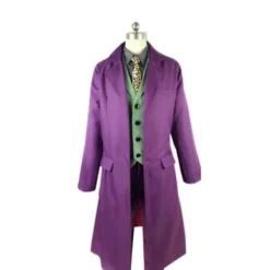 Høj kvalitet Heath Ledger Cosplay Kostume Halloween Mænds Film The Dark Knight Joker Kostume Lilla Jakke Fuld Sæt - Perfekt L