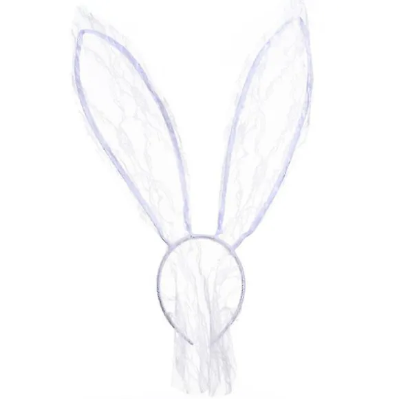 Høj kvalitet Sort Bunny Ears Slør Hårbøjler Blonde Maske Slør Hårbånd Kaninøre Hår Bøjle Fest Dekoration Hovedbeklædning Prom Cosplay Hovedbeklædning Kostume H WHITE | Fyndiq