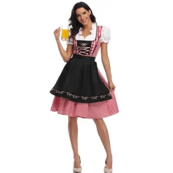Høj kvalitet traditionel tysk ternet kjole Oktoberfest kostumer til voksne kvinder Halloween Fancy Party Style S s