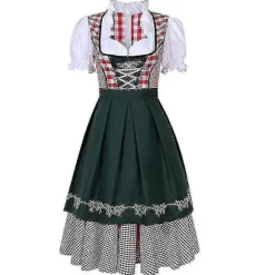 Høj kvalitet tysk ternet Dirndl kjole Oktoberfest kostume