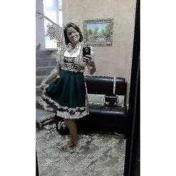 Høj kvalitet tysk ternet Dirndl kjole Oktoberfest kostume