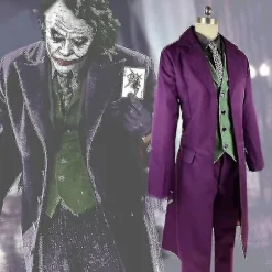 Højkvalitets Heath Ledger Cosplay kostume Halloween Herre film The Dark Knight Joker Kostume Lilla jakke komplette sæt K fuldt sæt Z full set L man