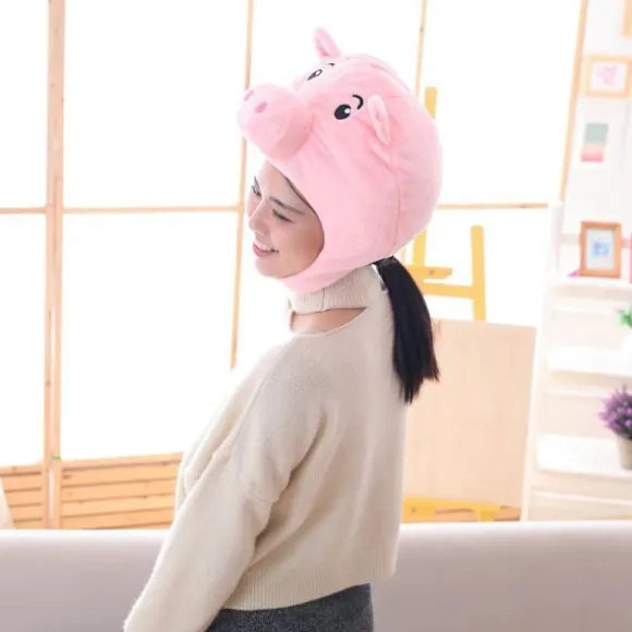 Højtidelig Hat Pink Sød Plys Gris Hovedbeklædning Gris Hat Plys Hovedbeklædning Foto Rekvisitter
