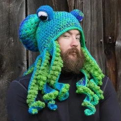 Hæklet Blækspruttehue Unik Blød Hæklet Beanie En Meget God Fødselsdag Jul Gave Til Halloween Kostume Cosplay Ny