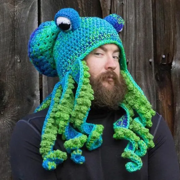 Hæklet Blækspruttehue Unik Blød Hæklet Beanie En Meget God Fødselsdag Jul Gave Til Halloween Kostume Cosplay Ny