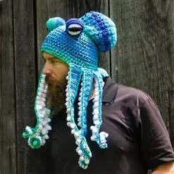 Hæklet Blækspruttehue Unik Blød Hæklet Beanie En Meget God Fødselsdag Jul Gave Til Halloween Kostume Cosplay Ny