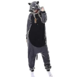 Hksng Kigurumi Dyr Voksne Kat Bjørn Haj Onesies Pyjamas Vaskebjørn Kostumer And Jumpsuit Jul Gray Raccoon
