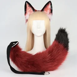 Håndlavede Cosplay Dyreører, Zootopia Nick Wilde Ræveører Hovedbøjle med Rævehale, Kostume Rekvisitter Dyredragt Tilbehør Purple-black tail