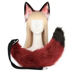 Håndlavede Cosplay Dyreører, Zootopia Nick Wilde Ræveører Hovedbøjle med Rævehale, Kostume Rekvisitter Dyredragt Tilbehør Purple-black tail