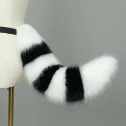 Håndlavet sæt med ræveører og hale - Cosplay tilbehør Hvid