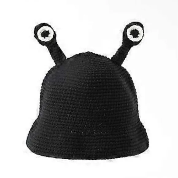 Håndvævet hue, strikket tegneserie-beanie, teenager-beret-hat, nyhedshovedbeklædning, sød nyhedshovedbeklædning, Halloween-fotorekvisitter Sort (Sort) | Fyndiq