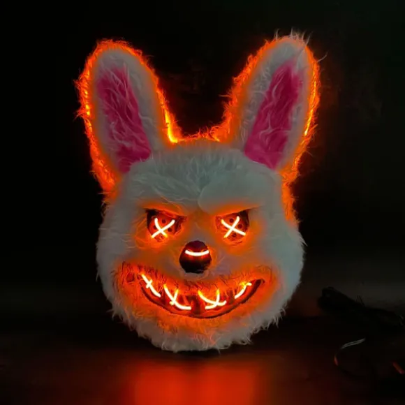Horror Halloween Maske Blodig Kanin Maske - Crazy Kanin Halloween LED Maske til Voksne Børn Feriefest Karneval