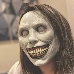 Horror Halloween maske smilende dæmon horror horror hvid maske med øjne rollespil, hvid