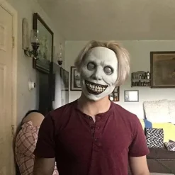 Horror Halloween maske smilende dæmon horror horror hvid maske med øjne rollespil, hvid