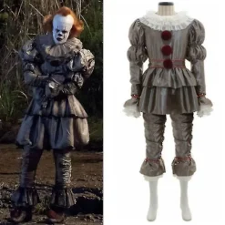 Horror It The Joker Pennywise Performance Kostume Sæt Mænd Uhyggelig Fancy 2XL
