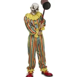 Horror Klovn kostume med maske - NO NAME - Horror Clown med maske - Voksen - Unisex - Indendørs Striber