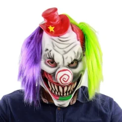 Horror Klovn Latex Maske Skræmmende Grimasse Voksen Fuld Hoved til Halloween Maskerade Fest Kostume Cosplay Fancy Dress Rekvisitter-lingling}