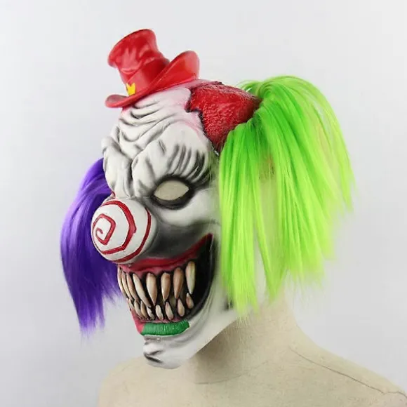 Horror Klovn Latex Maske Skræmmende Grimasse Voksen Fuld Hoved til Halloween Maskerade Fest Kostume Cosplay Fancy Dress Rekvisitter-lingling}