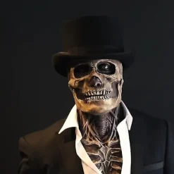 Horror Skelet Latexmaske 3D Realistisk Fuld Hovedkranium
