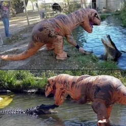 Hot 2025 Oppustelig T-Rex Dinosaur Kostume til Voksne (Brun)[ZHE]