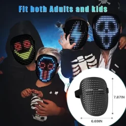 Hot LED maske med gestuskontrol, cool ansigtsforvrængende maske, perfekt gave til Halloween, jul, fødselsdag, rollespil, fest