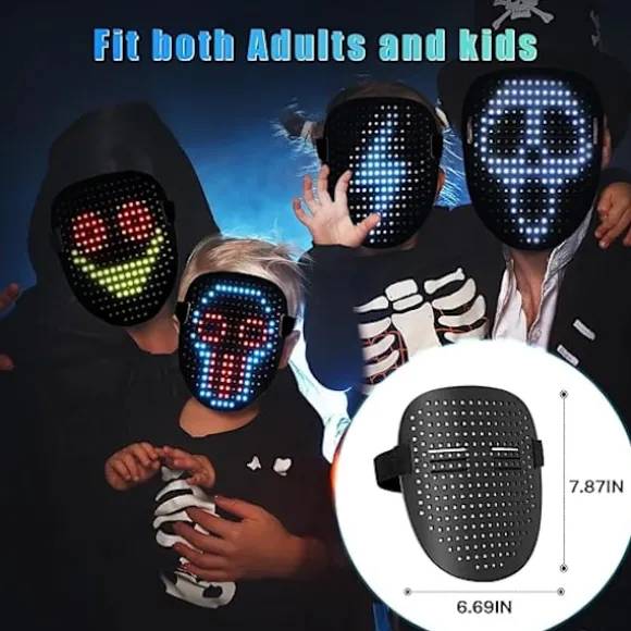 Hot LED maske med gestuskontrol, cool ansigtsforvrængende maske, perfekt gave til Halloween, jul, fødselsdag, rollespil, fest