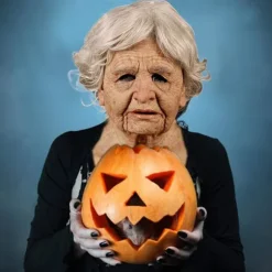 Hot tilbud til lav pris! Halloween Gammel Mand Hovedbeklædning, Realistisk Silikone Maskerade Helhoved Besværlig Rekvisit-Glad Old Woman