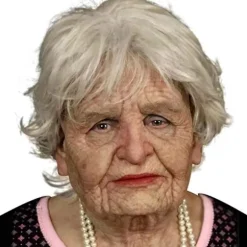 Hot tilbud til lav pris! Halloween Gammel Mand Hovedbeklædning, Realistisk Silikone Maskerade Helhoved Besværlig Rekvisit-Glad Old Woman