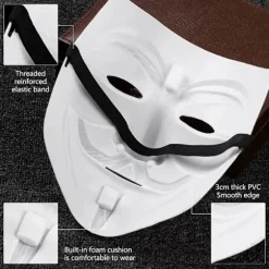 Hot tilbud til lav pris! V for Vendetta-maske, Anonymous Guy Fawkes Halloween-maske - Hacker-maske-Glad
