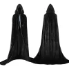 Hovedbeklædning med lang kappe i guldfløjl, vampyrkappe til voksne, cosplay, halloween, karneval Black