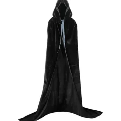 Hovedbeklædning med lang kappe i guldfløjl, vampyrkappe til voksne, cosplay, halloween, karneval Black