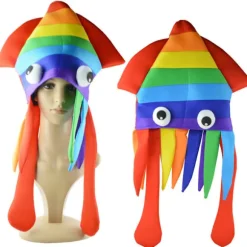 Hovedbeklædning sjov hat (farverig blæksprutte), Halloween online rød ph