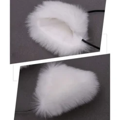 Hårbøjle med imiteret pelsører, ræv, kat, cosplay, festkostume, ører, hovedbeklædning (hvid)