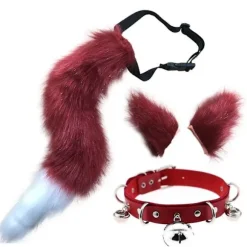 Hårklemmer Cocker Hale Dyre Element Justerbar Kunstig Pels Ensfarvet Ulvehale Ører Krave Til Cosplay( Farve : Grå )