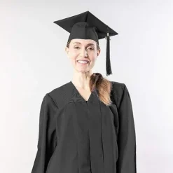 Hætte til dimission - Student hue til dimission fra universitet eller gymnasium - Sort student hue, One size 54 cm - 61 cm