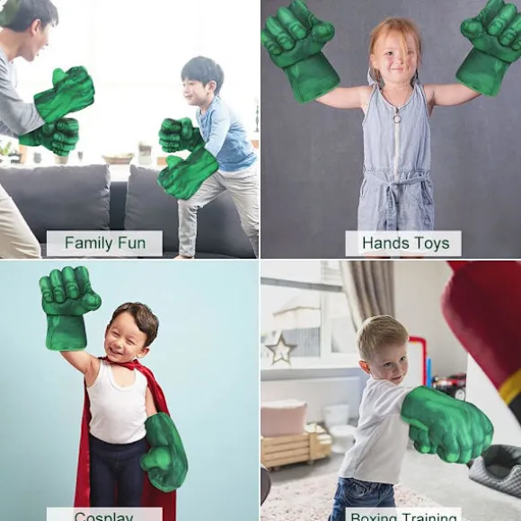 Hulk Handske, 1 par bløde boksehandsker Hulk Kostume Plys Hånd Fis