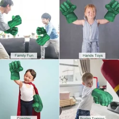 Hulk handsker, 1 par bløde boksehandsker Hulk kostume plys hånd Fis