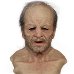 Humanoid bedstefar latex maske Halloween gammel mand hoved horror sjov paryk rekvisitter