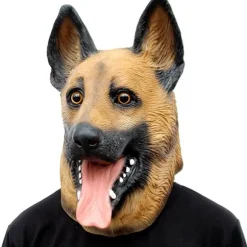 Hund Hovedmaske Halloween Fest Hund Kostume Masker Super Bowl Maske Underdog Kostume Latex Dyrehovedmaske (Schæferhund)